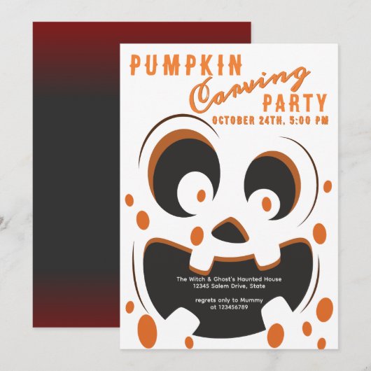 Spooky Pumpkin Carving Contest Halloween Party Kaart (Voorkant / Achterkant)