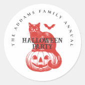 Spooky Pumpkin Cat en Bat Halloween Ronde Sticker (Voorkant)