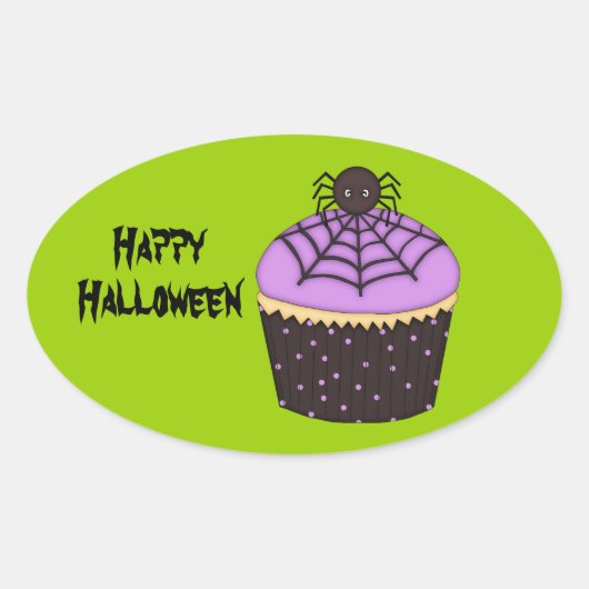 Spooky Pumpkin Cupcake/Halloween Goody-Bag Sticker (Voorkant)