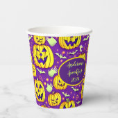 Spooky Pumpkin Custom Halloween Paper Cups Papieren Bekers (Achterkant)