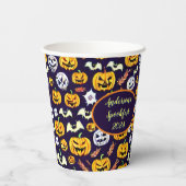 Spooky Pumpkin Custom Halloween Paper Cups Papieren Bekers (Achterkant)