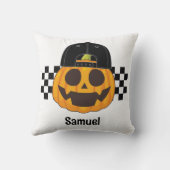 Spooky Pumpkin Dude Retro Boys Naam Herfst Hallowe Kussen (Achterkant)