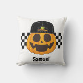 Spooky Pumpkin Dude Retro Boys Naam Herfst Hallowe Kussen (Voorkant)