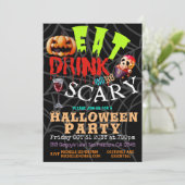 Spooky Pumpkin Eat Drink en zijn eng Halloween Kaart (Staand voorkant)