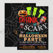 Spooky Pumpkin Eat Drink en zijn eng Halloween Kaart (Voorkant / Achterkant)