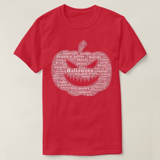 Spooky Pumpkin Face Halloween Wordcloud T-shirt (Design voorkant)