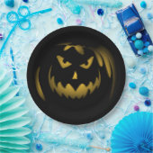 Spooky Pumpkin Face Papieren Bordje (Feest)