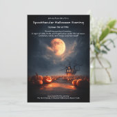 Spooky Pumpkin Field Halloween Party Uitnodiging (Staand voorkant)