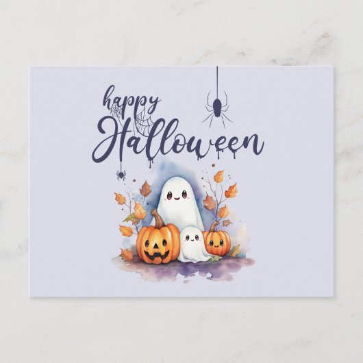 Spooky Pumpkin Ghost Halloween Briefkaart (Voorkant)