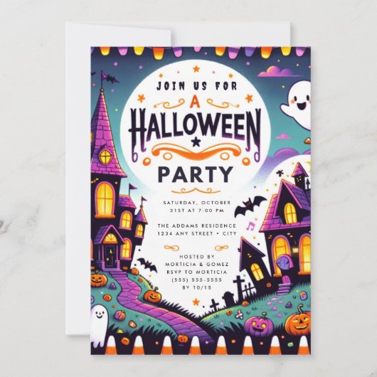 Spooky Pumpkin Ghost Halloween Kaart (Voorkant)