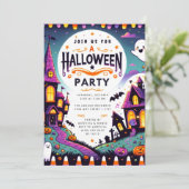 Spooky Pumpkin Ghost Halloween Kaart (Staand voorkant)