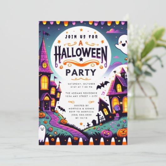 Spooky Pumpkin Ghost Halloween Kaart (Staand voorkant)