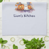Spooky Pumpkin Ghost Halloween Keuken Handdoek (Gevouwen)