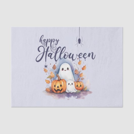 Spooky Pumpkin Ghost Halloween Tissue Paper Tissuepapier (Voorkant)