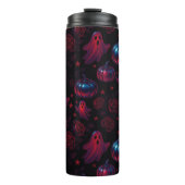 Spooky Pumpkin Ghost Rose Thermal Tumbler Thermosbeker (Voorkant)