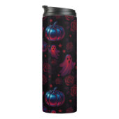 Spooky Pumpkin Ghost Rose Thermal Tumbler Thermosbeker (Geroteerd rechts)