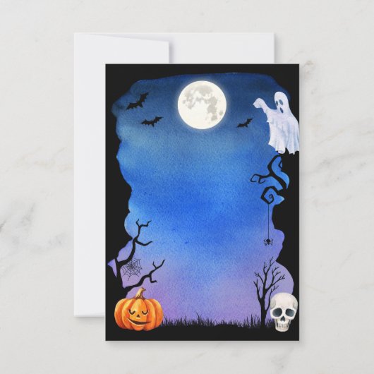 Spooky Pumpkin Ghost Skull Halloween RSVP (Achterkant)