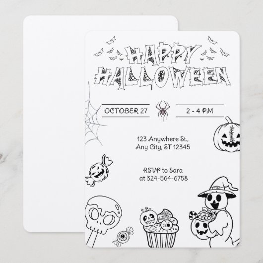 Spooky Pumpkin & Ghost voor kinderen en volwassene Kaart (Voorkant / Achterkant)