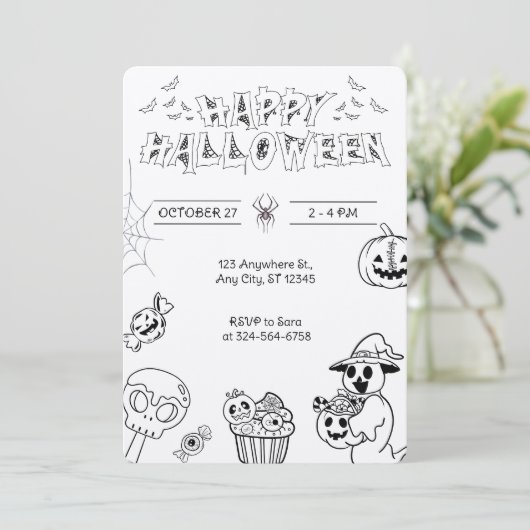 Spooky Pumpkin & Ghost voor kinderen en volwassene Kaart (Staand voorkant)