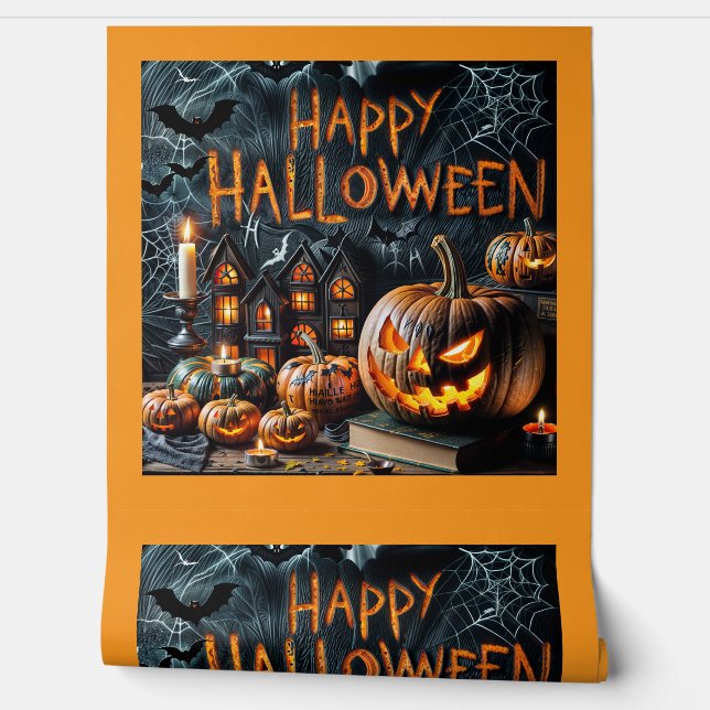 Spooky Pumpkin Glow - Halloween Decoratie Behang (Afrollen)