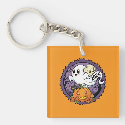 Spooky Pumpkin Halloween 2025 Sierkussen Sleutelhanger (voorkant)