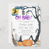 Spooky Pumpkin Halloween Baby shower Invitation Kaart (Voorkant)