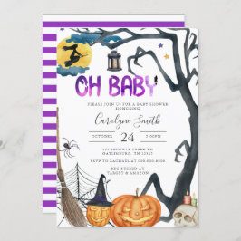 Spooky Pumpkin Halloween Baby shower Invitation Kaart