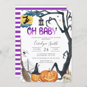 Spooky Pumpkin Halloween Baby shower Invitation Kaart