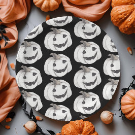 Spooky Pumpkin Halloween Black Jack-O'-Lantern Papieren Bordje