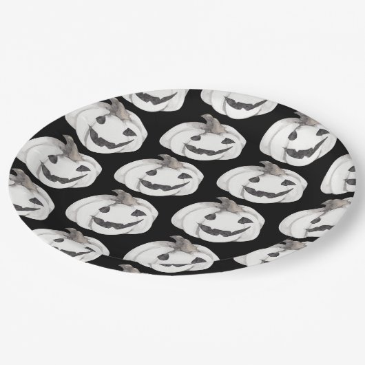 Spooky Pumpkin Halloween Black Jack-O'-Lantern Papieren Bordje (Gekanteld)
