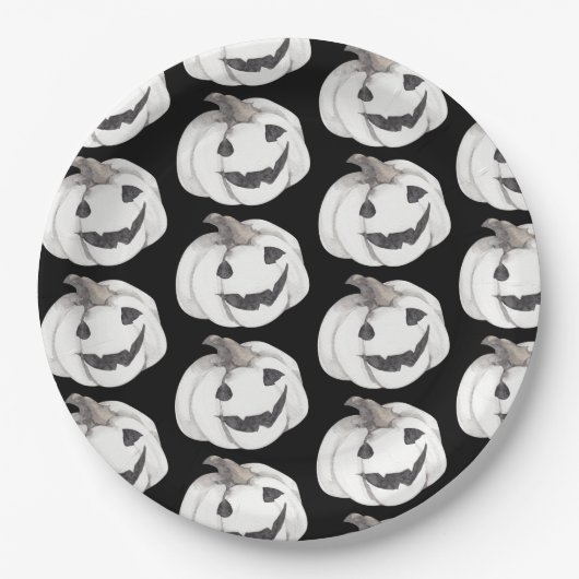 Spooky Pumpkin Halloween Black Jack-O'-Lantern Papieren Bordje (Voorkant)