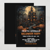 Spooky Pumpkin Halloween met gehakt huis en maan Kaart (Voorkant / Achterkant)