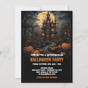 Spooky Pumpkin Halloween met gehakt huis en maan Kaart