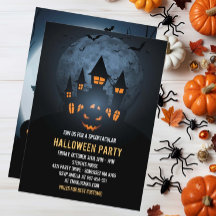 Spooky Pumpkin Halloween met gehakt huis en maan