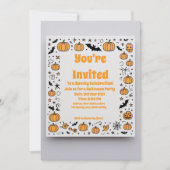 Spooky Pumpkin Halloween Party Invitation Kaart (Voorkant)