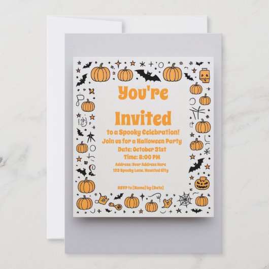 Spooky Pumpkin Halloween Party Invitation Kaart (Voorkant)