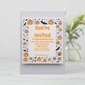 Spooky Pumpkin Halloween Party Invitation Kaart (Staand voorkant)