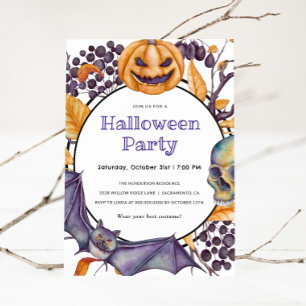Spooky Pumpkin Halloween Party Invitation Kaart
