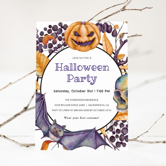 Spooky Pumpkin Halloween Party Invitation Kaart