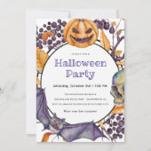 Spooky Pumpkin Halloween Party Invitation Kaart (Voorkant)