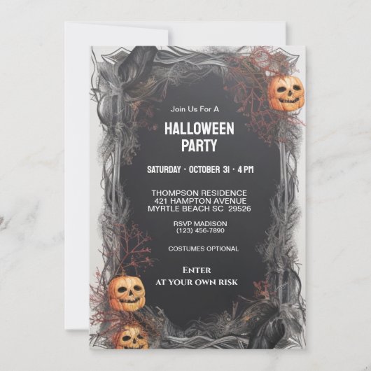 Spooky Pumpkin Halloween Party Kaart (Voorkant)