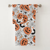 Spooky Pumpkin Halloween Pattern Bad Handdoek (Insitu)