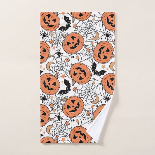Spooky Pumpkin Halloween Pattern Bad Handdoek (Handdoek)