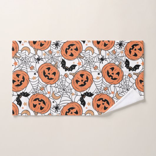 Spooky Pumpkin Halloween Pattern Bad Handdoek (Handdoek)