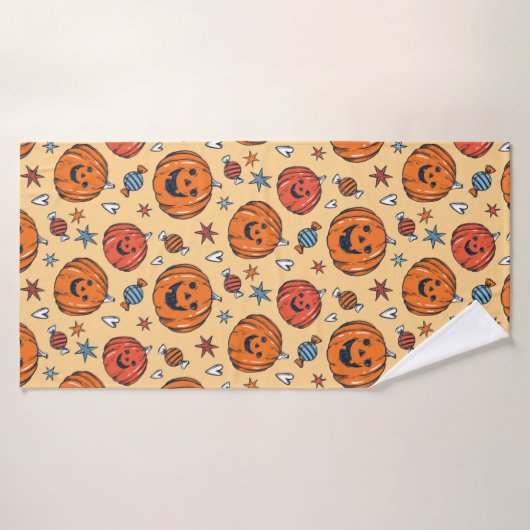 Spooky Pumpkin Halloween Pattern Badhanddoek (Badhanddoek)