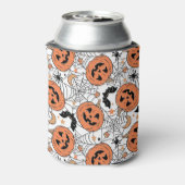 Spooky Pumpkin Halloween Pattern Blikjeskoeler (Blikje Achterkant)