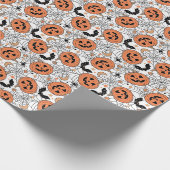 Spooky Pumpkin Halloween Pattern Cadeaupapier (Hoek)