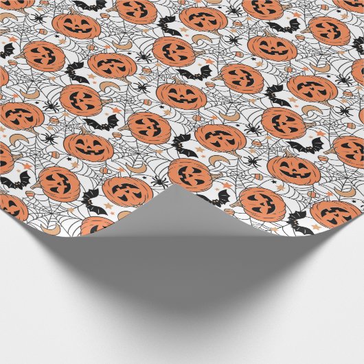 Spooky Pumpkin Halloween Pattern Cadeaupapier (Hoek)