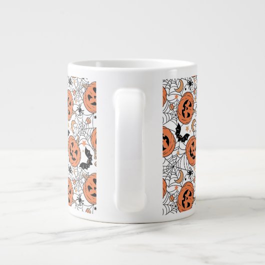 Spooky Pumpkin Halloween Pattern Grote Koffiekop (Achterkant)