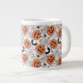 Spooky Pumpkin Halloween Pattern Grote Koffiekop (Voorkant rechts)